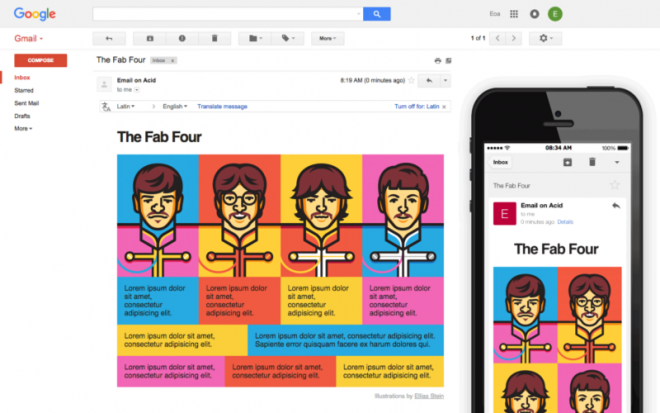 Exemple des Fab Four sur Gmail