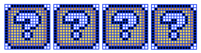 4 grilles de 256 cellules avec les blocs d'objets de Super Mario World
