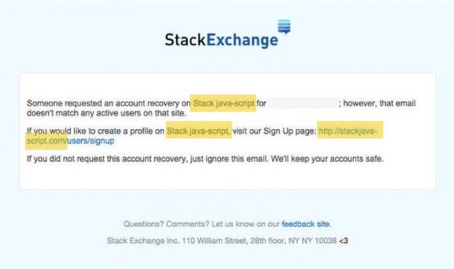 Un email de Stack Overflow
