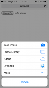 Un écran de choix de photo sur iOS